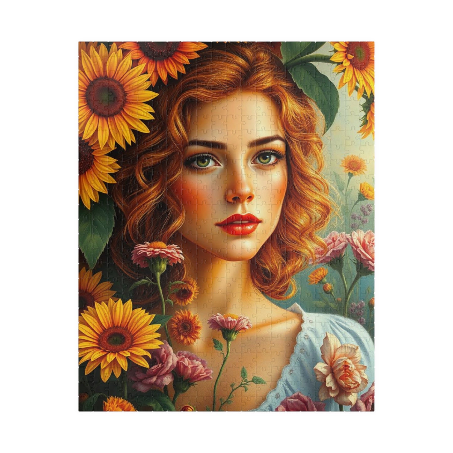 Sunflower Muse Jigsaw Puzzle for Adults, Woman Floral Portrait, Creative Hobby Puzzle Gift for Friends and Family, Fun Challenge 520 pcs (Vertical) Puzzle The Puzzle Chest