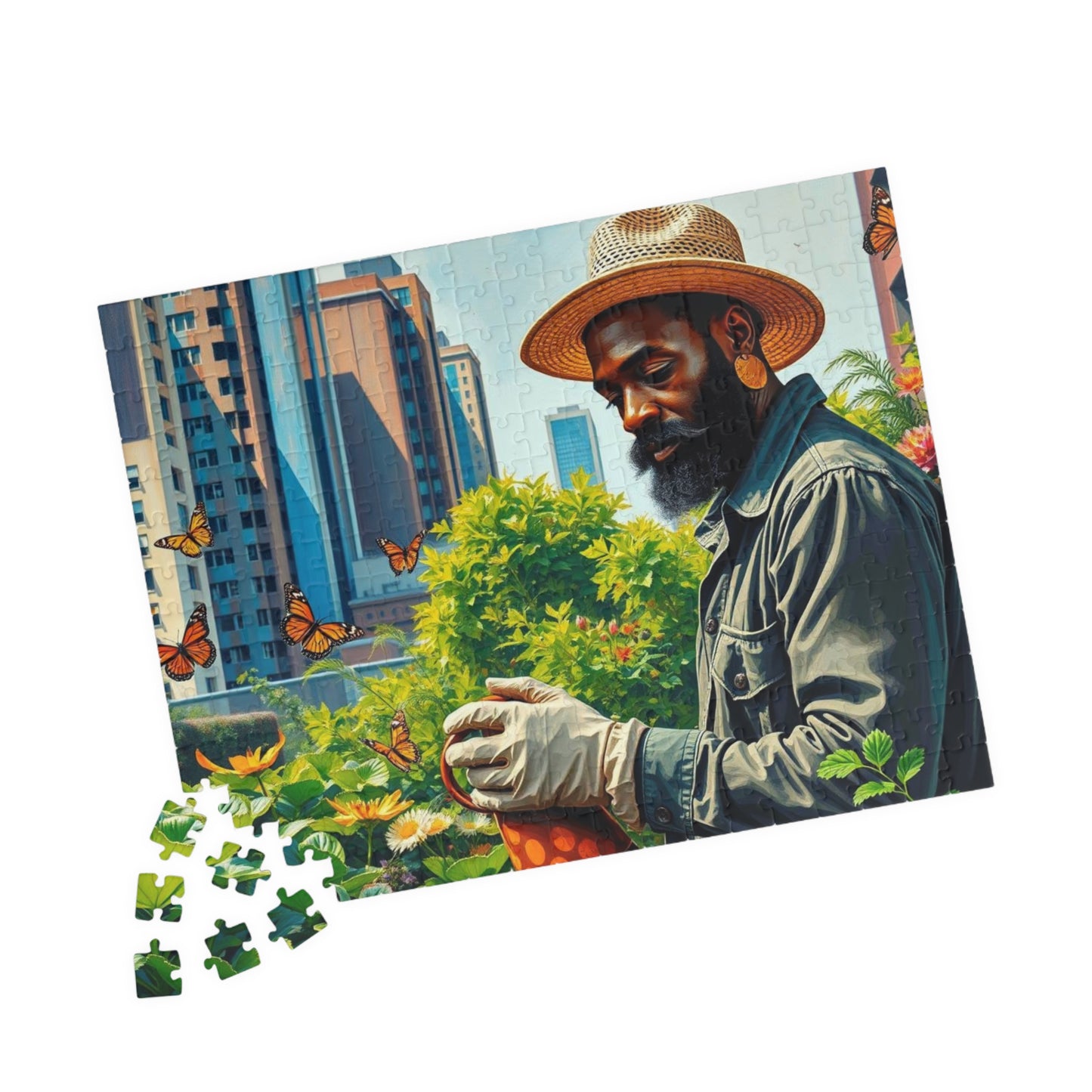 Black Man Gardening Jigsaw Puzzle, African American Art, Nature Scene, Afrocentric Gift for Friend, Creative Activity, Home Entertainment Puzzle The Puzzle Chest