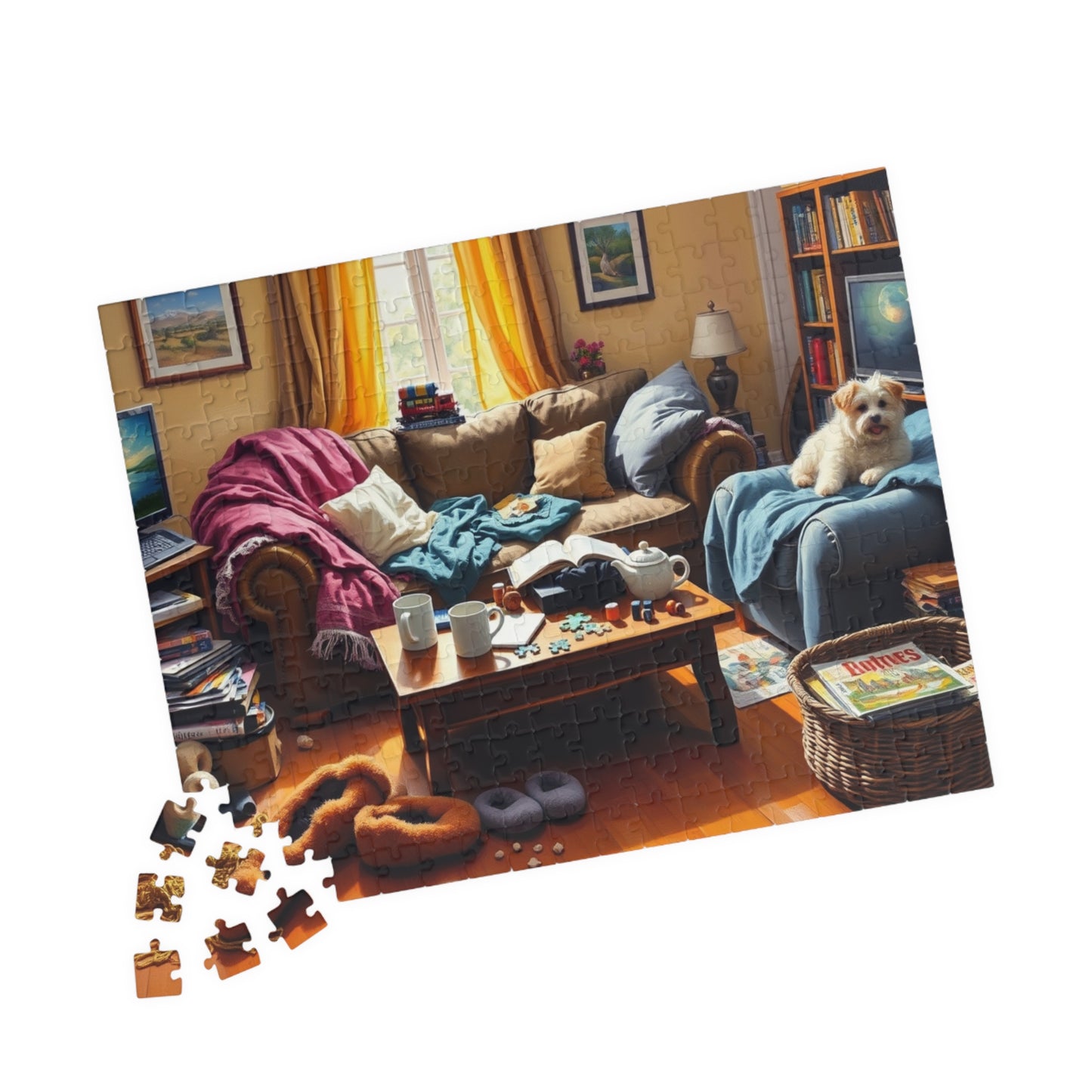 Jigsaw Puzzle for Adults, Messy Cluttered Living Room Scene, Fun Family Activity, Home Decor, Relaxation Gift, Puzzle Challenge, Interactive