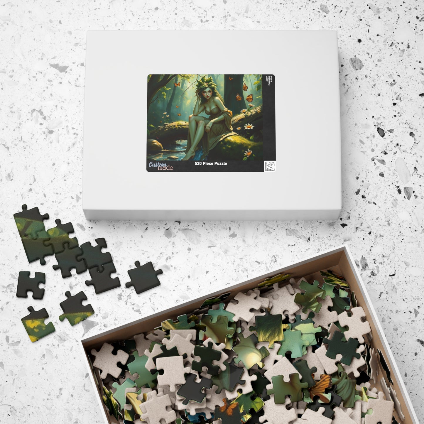 Green Skin Forest Nymph Jigsaw Puzzle, Serene Woodland Mythical Creature, Fantasy Nature Lover Gift, Mindful Family Activity, Leisure Hobby Puzzle The Puzzle Chest