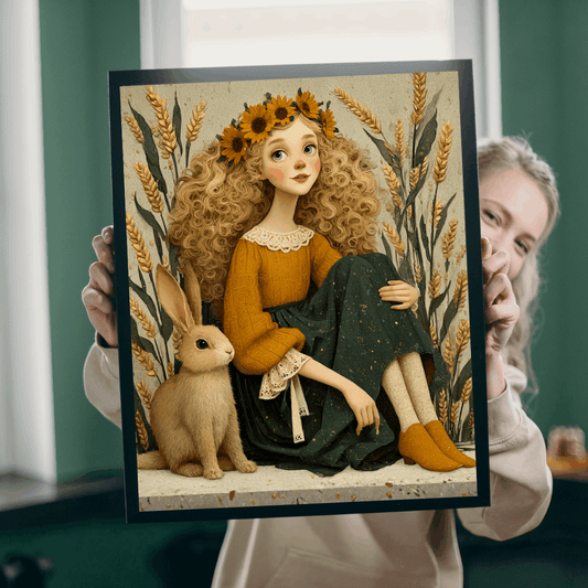 Storybook Wheatfield Fairy-Tale Puzzle - Girl and Bunny, Perfect for Family or Solo Fun, Holiday Birthday Gifts, Senior Mental Exercise Puzzle The Puzzle Chest