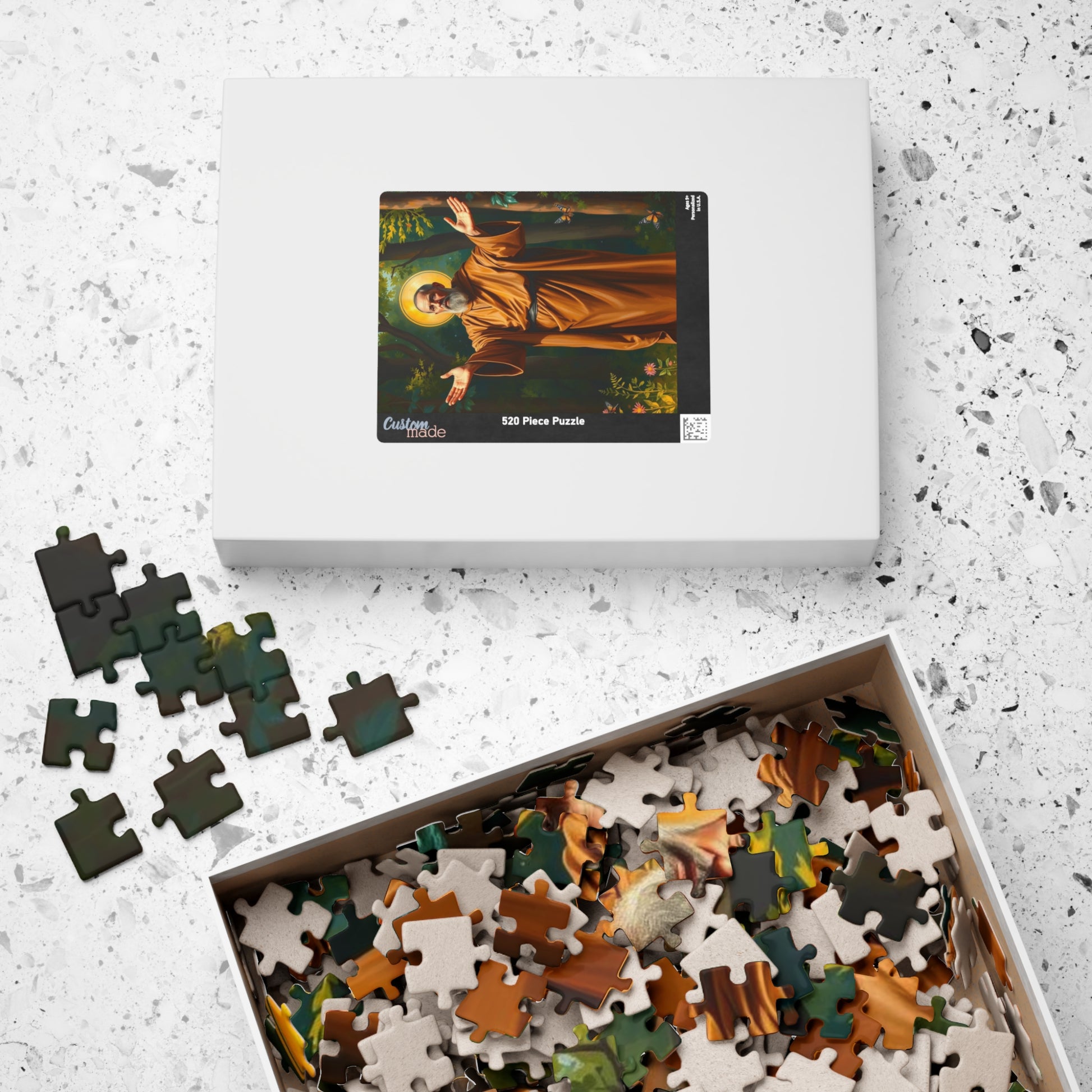 Jigsaw Puzzle, Saint Francis of Assisi in Lush Forest, Religious Home Entertainment, Gifts for Spirituality, Meditation, Family Game Night Puzzle The Puzzle Chest