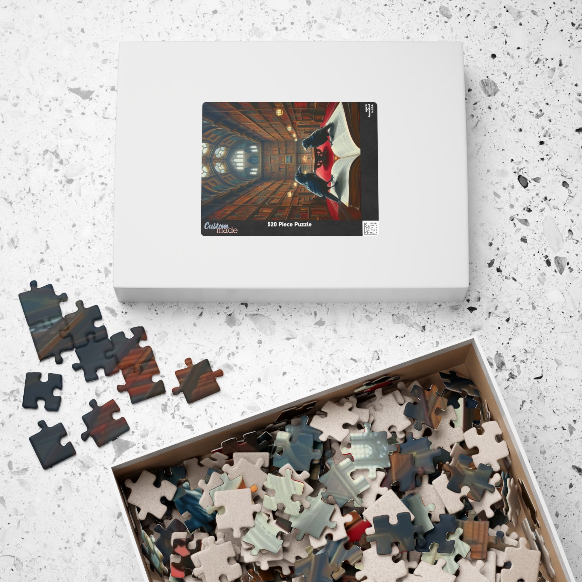 Mystical Library Ravens Puzzle, Book Lover Gift, 110-1014 Piece Jigsaw, Cozy Home Activity, Unique Challenge, Gothic Leisure Entertainment Puzzle The Puzzle Chest