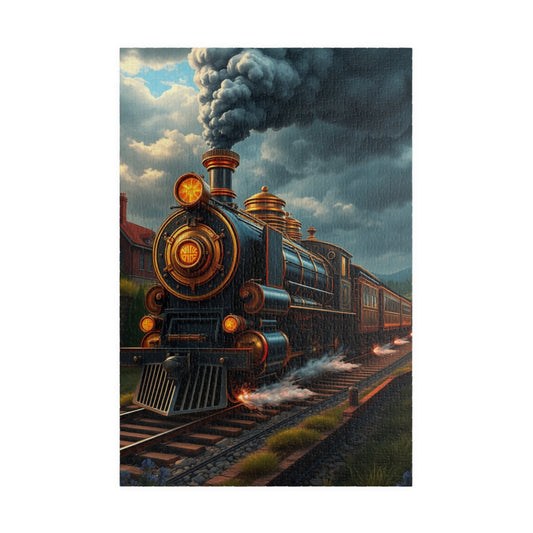 Vintage Steam Train Puzzle, 110-1014 Piece Steampunk Jigsaw for Train Lovers, Gift for Adults, Family Activity, Solo Fun 1014 pcs (Vertical) Puzzle The Puzzle Chest