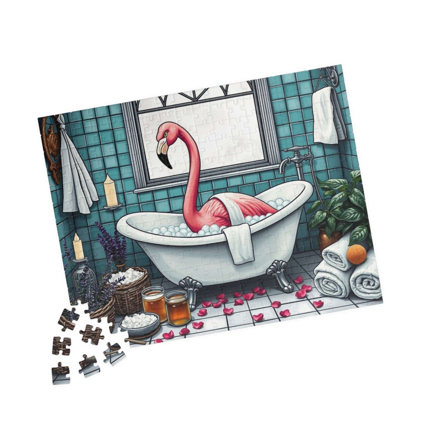 Spa Day Flamingo Puzzle - Charming Holiday Birthday Gift for Friends, Family Bonding Time, Game Night, Puzzle Enthusiasts Puzzle The Puzzle Chest