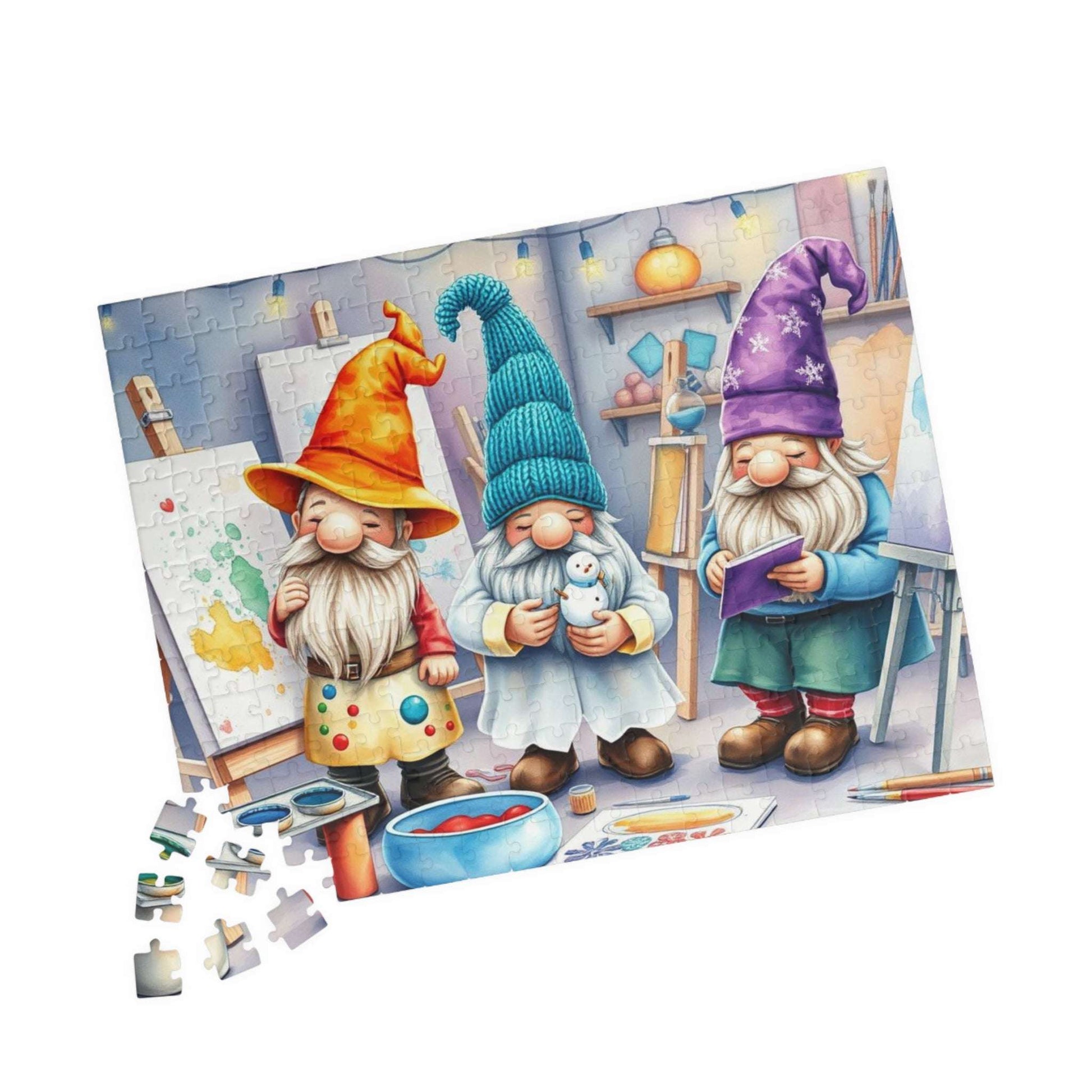 Artist Gnome Puzzle - Fantasy Mythical Jigsaw Puzzle with Palette and Canvas 252 pcs (Horizontal) Puzzle The Puzzle Chest