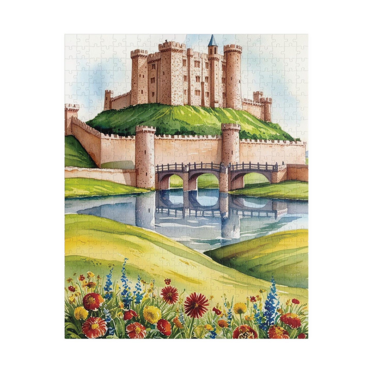 Enchanted Castle Landscape Jigsaw Puzzle, Rolling Hills and Fairytale Fortress, Ideal Gift for Medieval Art Enthusiast, Staycation Activity 520 pcs (Vertical) Puzzle The Puzzle Chest