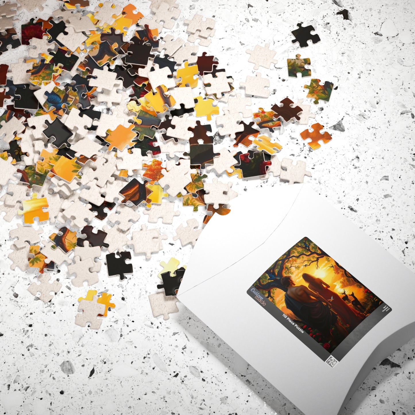 Christian Jigsaw Puzzle - Adam and Eve Garden of Eden at Sunset, Religious Gift for Friends, Cozy Nights In Solo Fun Family, Mental Exercise Puzzle The Puzzle Chest