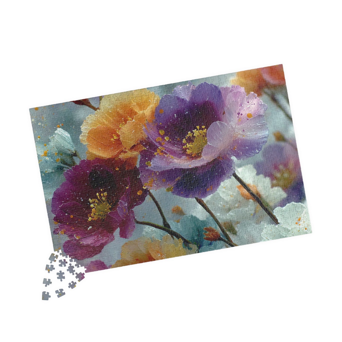Ethereal Petals Jigsaw Puzzle - Vibrant Wildflowers in a Dreamlike Landscape