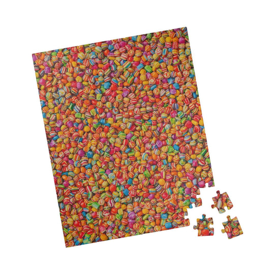 Candy Lovers Collage Jigsaw Puzzle - Bright Overlapping Sweet Treats for a Fun Food Puzzle 110 pcs (Vertical) Puzzle The Puzzle Chest