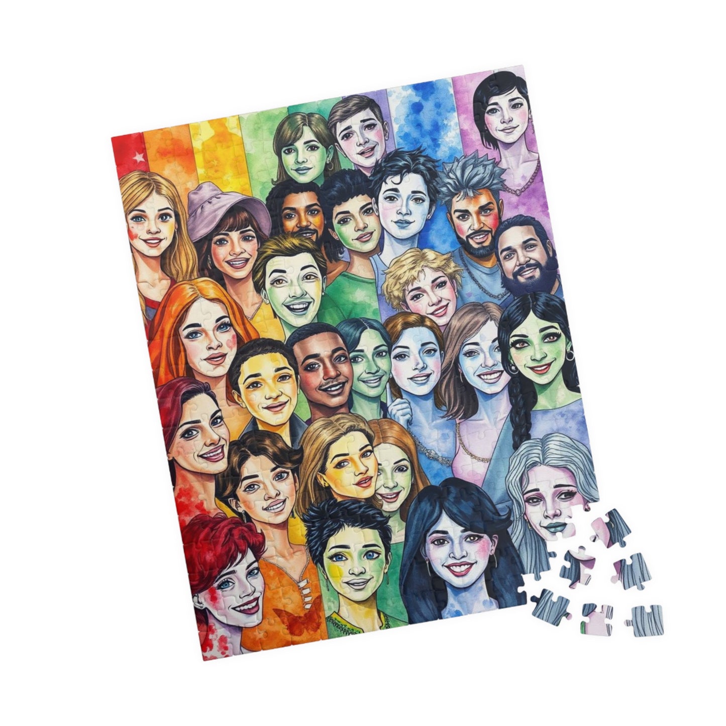 United in Joy Jigsaw Puzzle - Pride Rainbow Flag Faces, Queer Art Inclusive Game for Family Fun, Holiday Birthday Gift Idea, Team Building Puzzle The Puzzle Chest