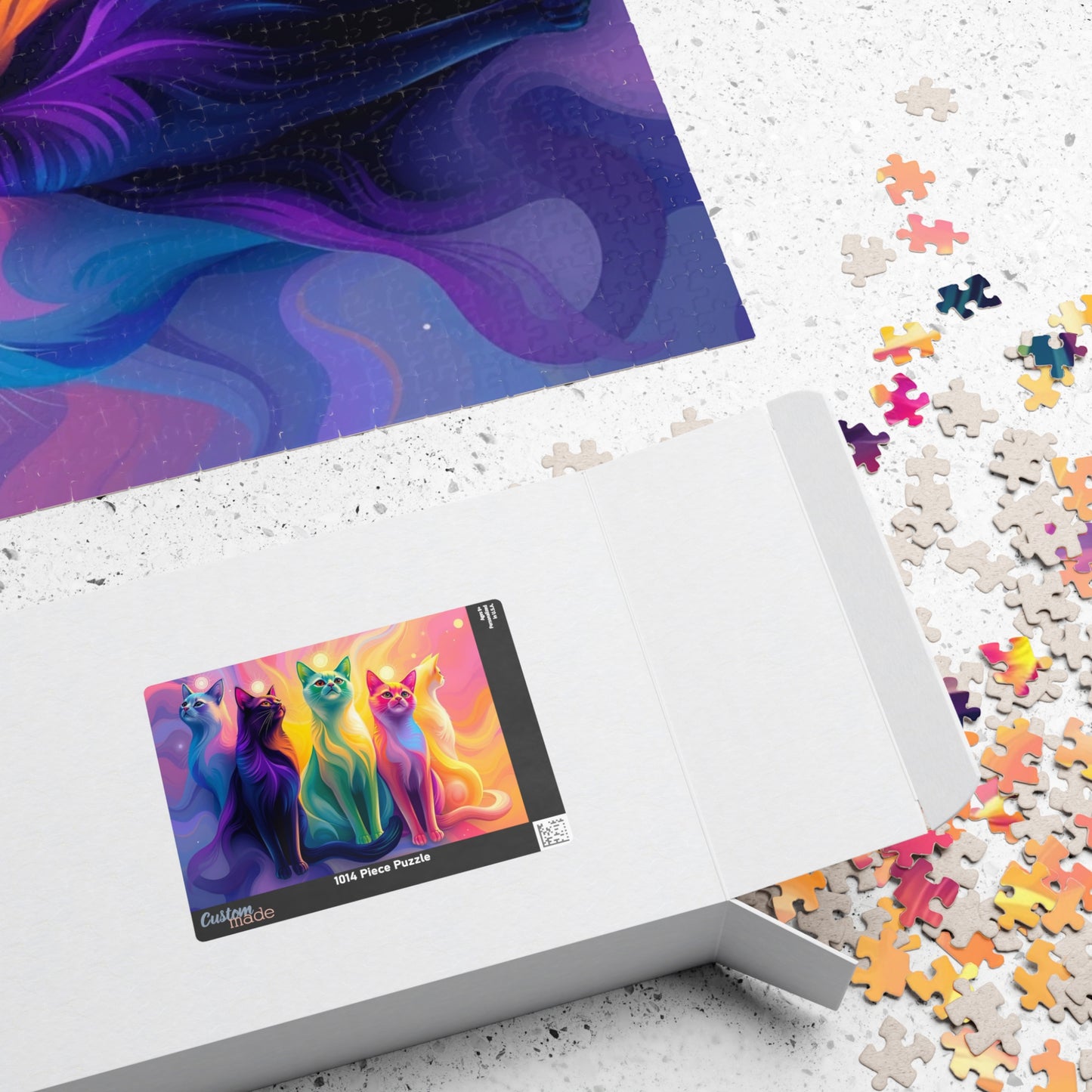 Abstract Cat Jigsaw Puzzle with Rainbow Gradient and Light Aura, Animal Artwork for Art Lover Collector Hobbyist, Best Unique Gift, Colorful Puzzle The Puzzle Chest
