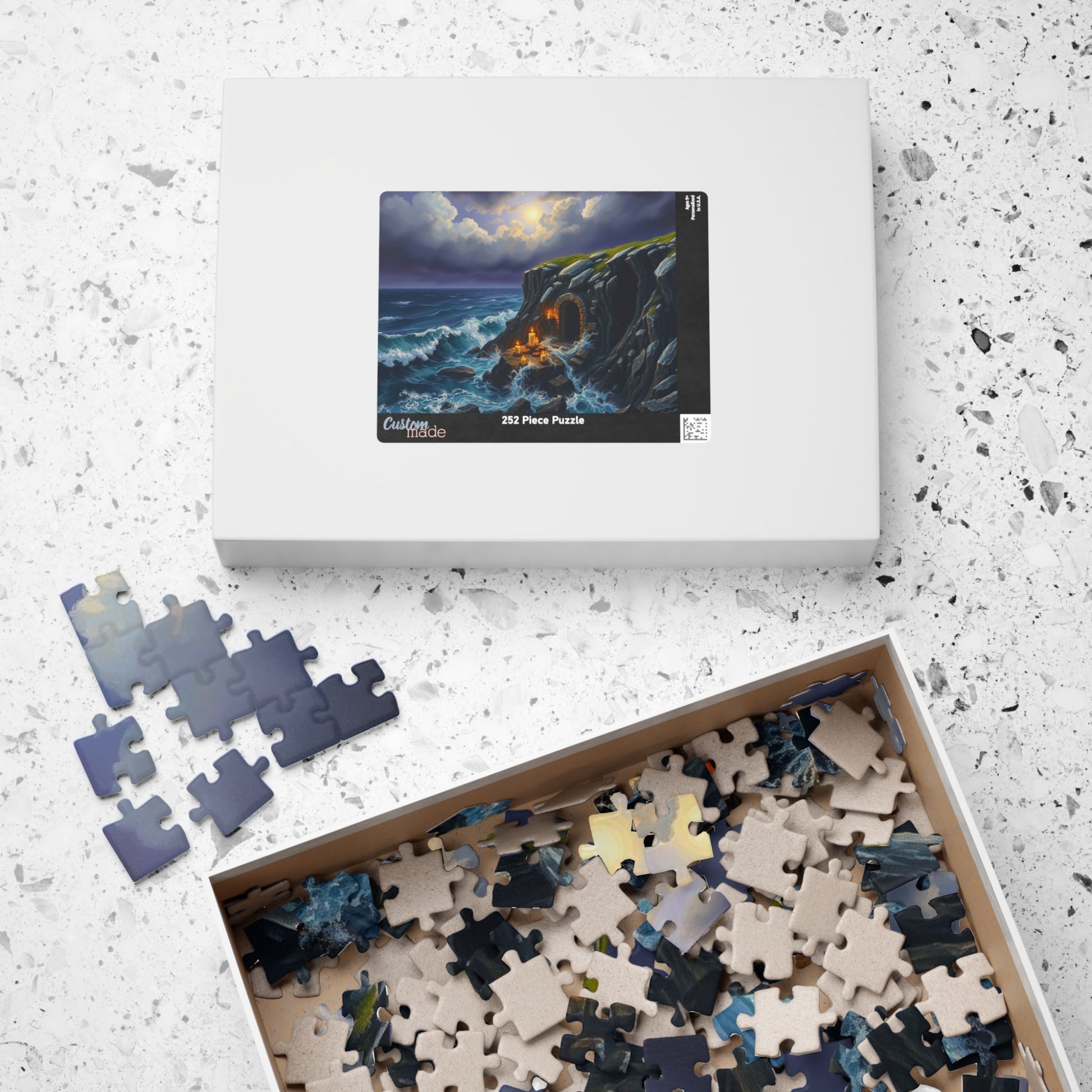 Sepulcher by the Sea Gothic Jigsaw Puzzle, Mystical Coastal Gothic Art Print, Solo Fun Meditation Activity, Gift for Dark Fantasy Lover Puzzle The Puzzle Chest