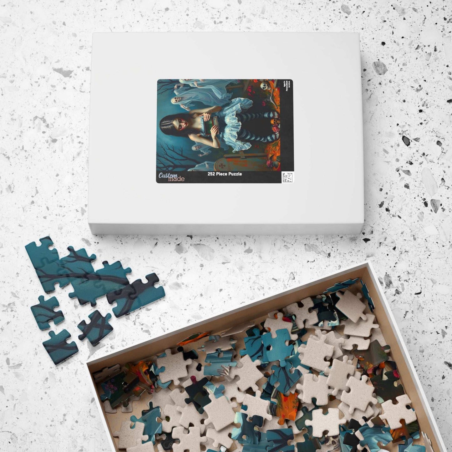 Gothic Art Jigsaw Puzzle - Melancholic Woman in Graveyard, Best Unique Halloween Gifts for Adult Puzzle Lovers, Mystery Vibe Puzzle The Puzzle Chest
