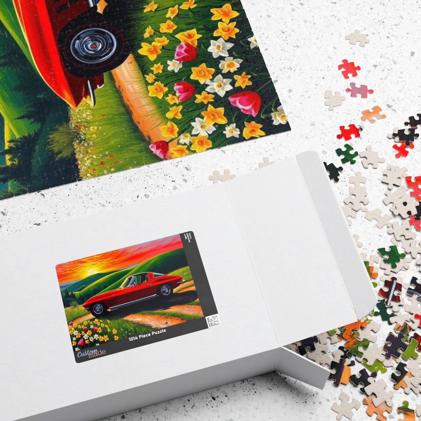 Vintage Auto Sunset Puzzle, Perfect Gift for Classic Car Lover, Family Game Night, Retro 1963 Stingray Jigsaw Game for Adults, Mindfulness Puzzle The Puzzle Chest