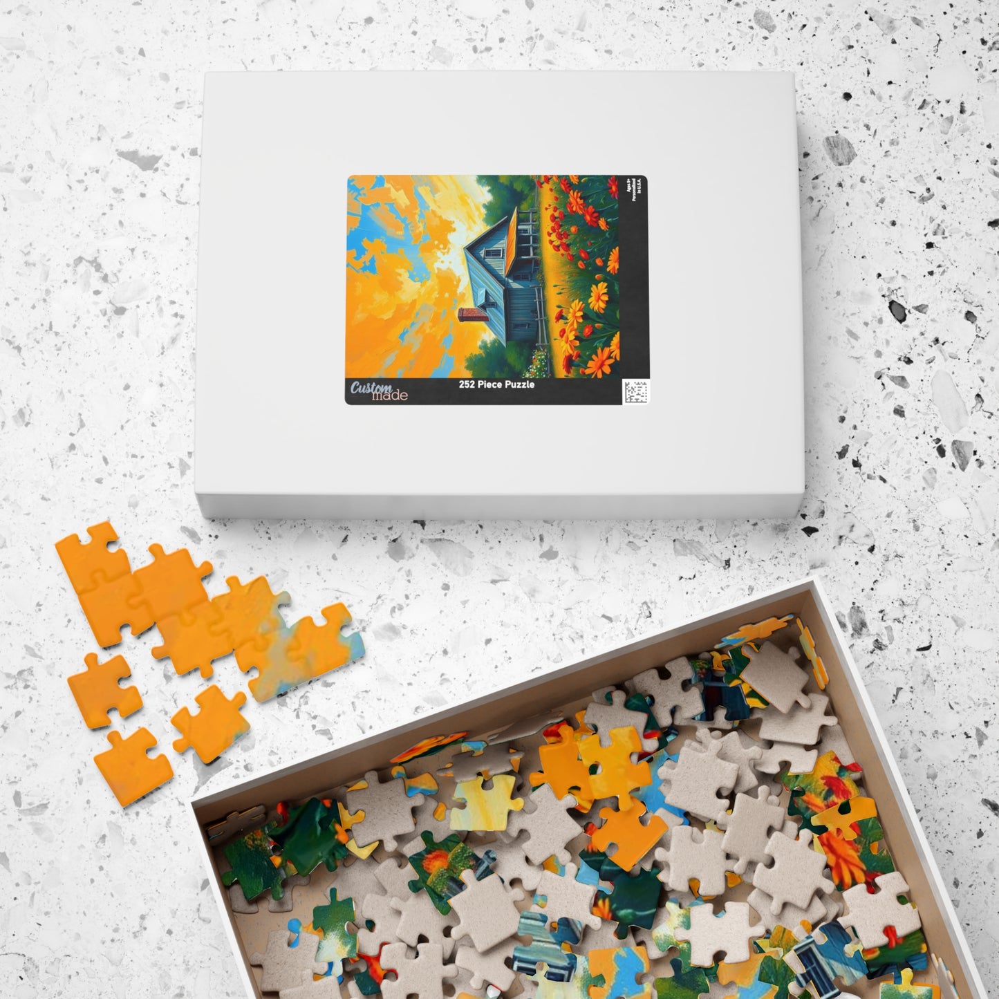 Sunset Bloom Farmhouse Puzzle – 1000 Piece Jigsaw, Rustic House and Garden Scene, Summer Puzzle for Adults, Country Home Decor Gift Idea Puzzle The Puzzle Chest