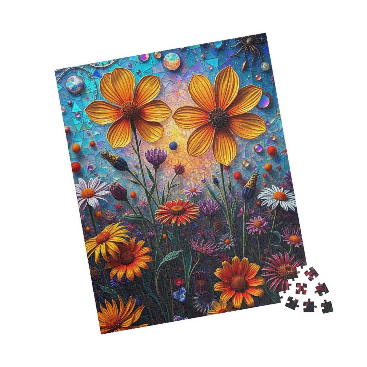 Colorful Floral Mosaic Puzzle - 110, 252, 520, 1014-piece | Flower Lover Gift, Family Bonding Activity, Puzzle Game Night, Frameable Art Puzzle The Puzzle Chest
