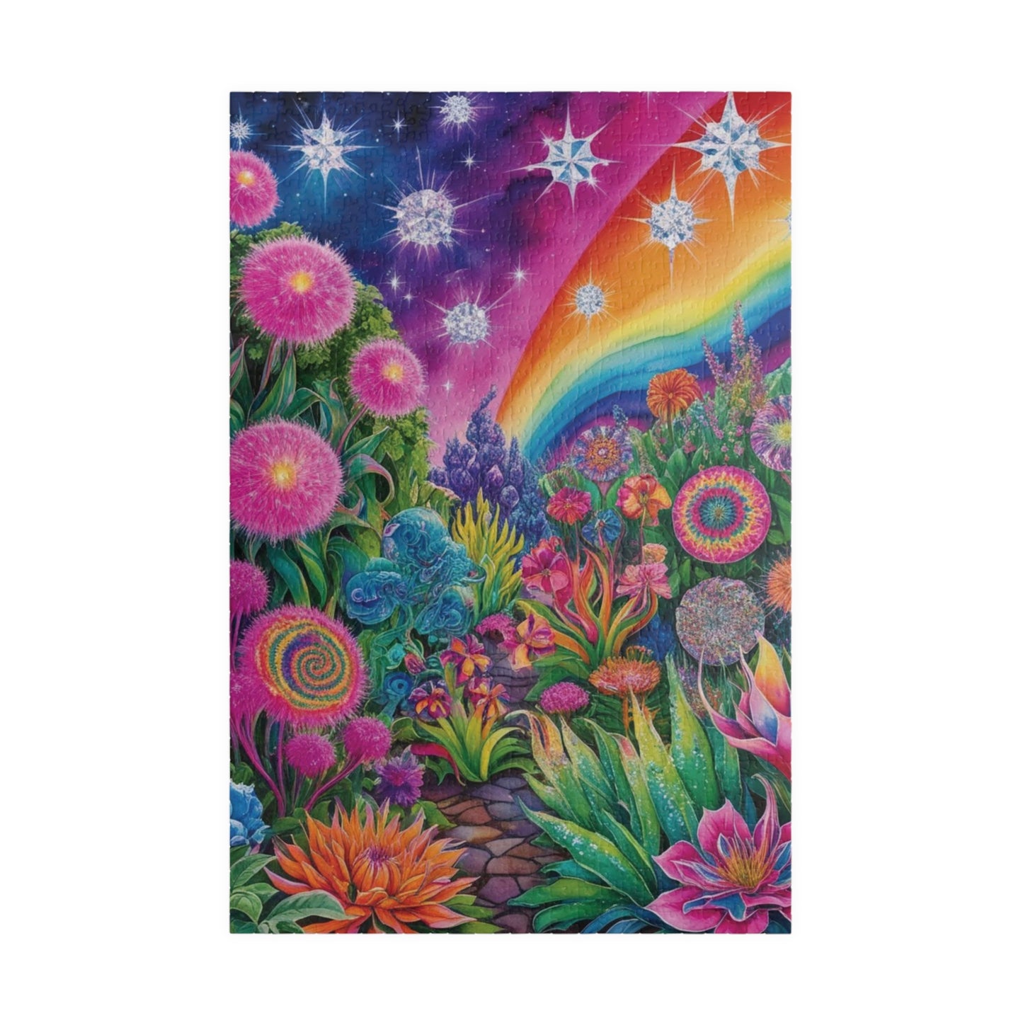 Trippy Flower Puzzle, Dreamy Floral Glowing Garden Theme Jigsaw Game, Challenging Hobby for Adults and Teens, Relaxing Activity, Unique Gift 1014 pcs (Vertical) Puzzle The Puzzle Chest