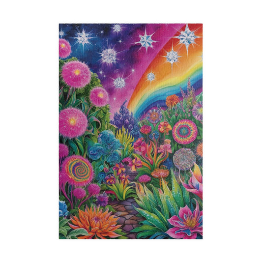 Trippy Flower Puzzle, Dreamy Floral Glowing Garden Theme Jigsaw Game, Challenging Hobby for Adults and Teens, Relaxing Activity, Unique Gift 1014 pcs (Vertical) Puzzle The Puzzle Chest