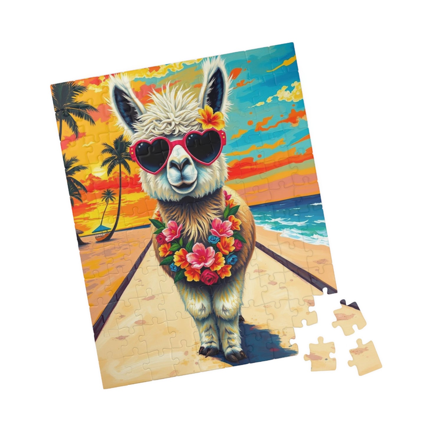 Whimsical Llama Jigsaw Puzzle, Beach Scene, Fun Family Game, Unique Gift for Adults, Perfect for Animal Lovers Puzzle The Puzzle Chest