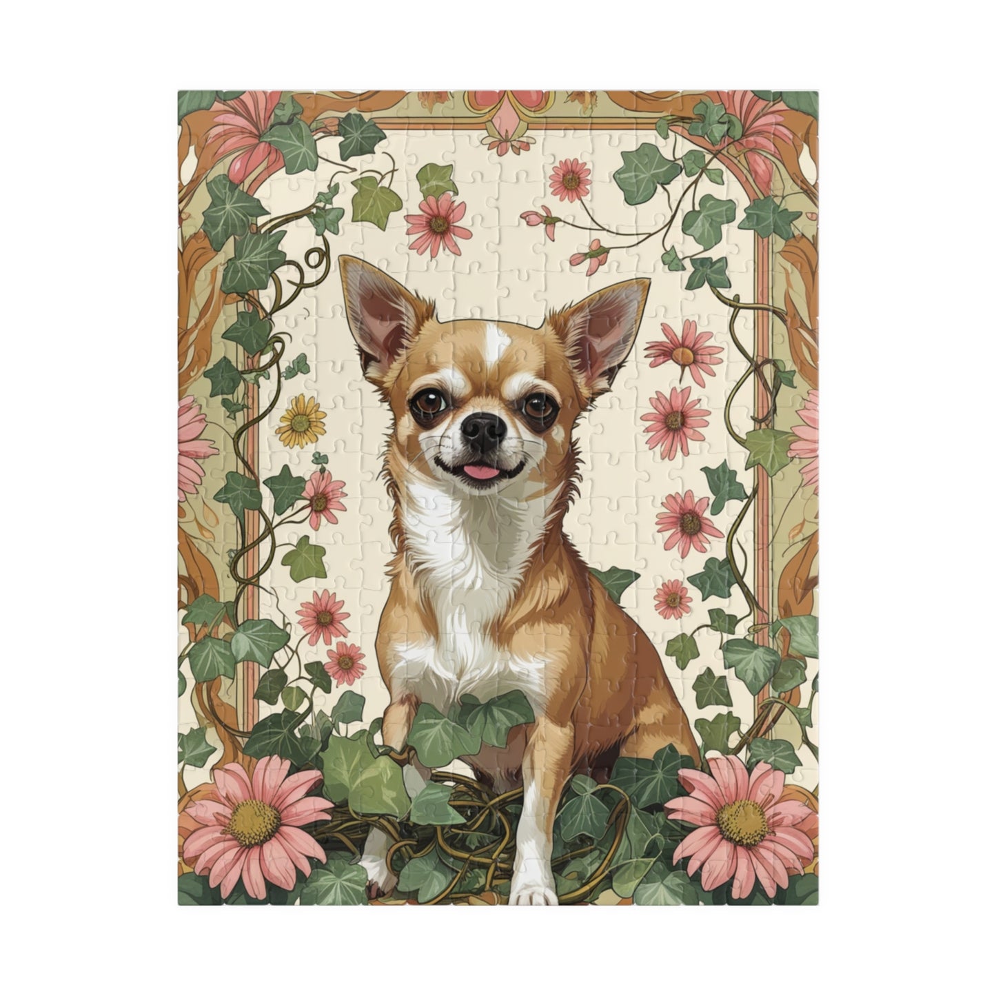 Chihuahua Floral Jigsaw Puzzle, William Morris-inspired 110-1014 Pieces, Fun Playful Intricate Pet Themed Game for Leisure Activity, Hobby