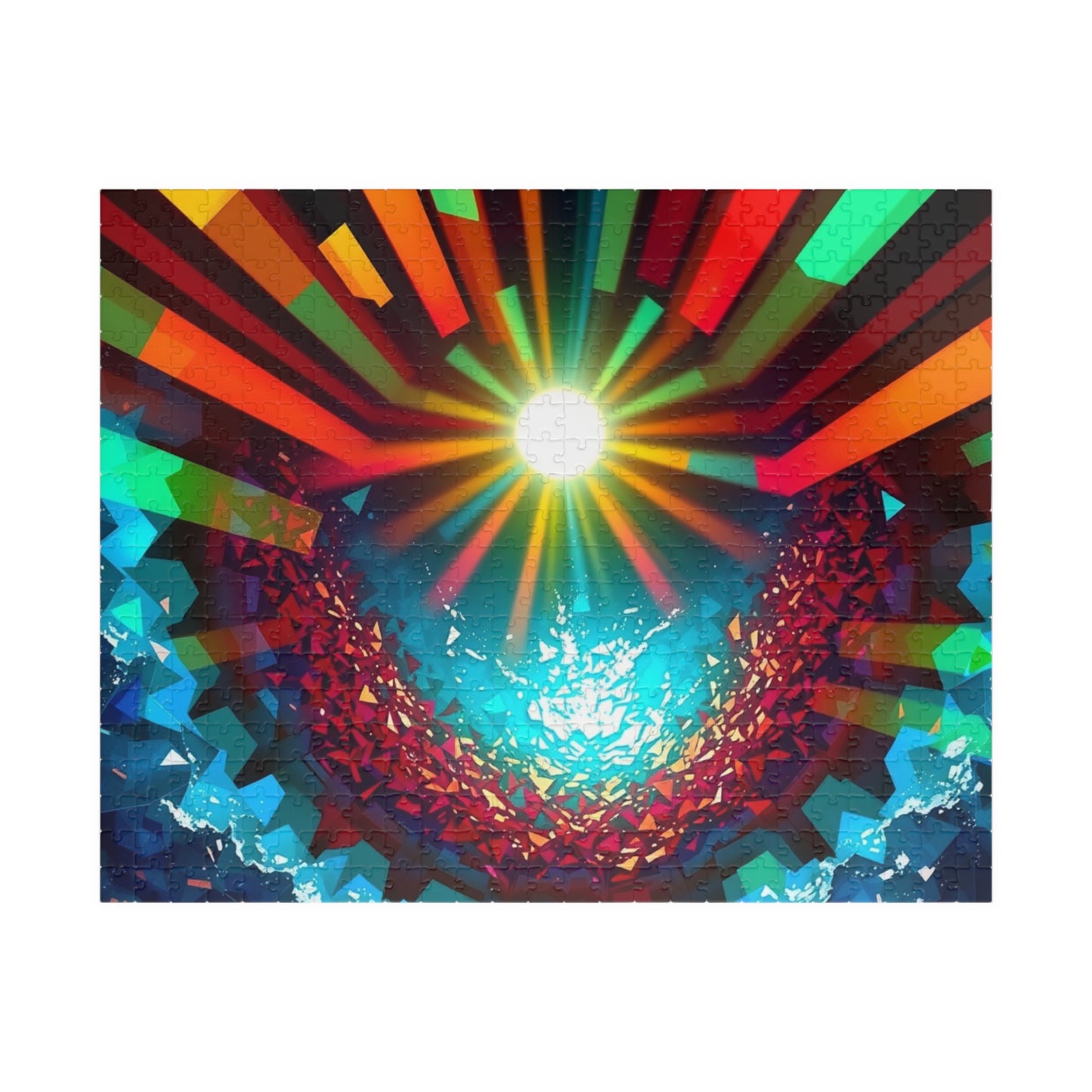 Abstract Horizon Jigsaw Puzzle (110-1014 Piece), Rising Sun Modern Art Illustration, Challenging Brain Teaser, Puzzle Lover Gift, Fun Hobby 520 pcs (Horizontal) Puzzle The Puzzle Chest