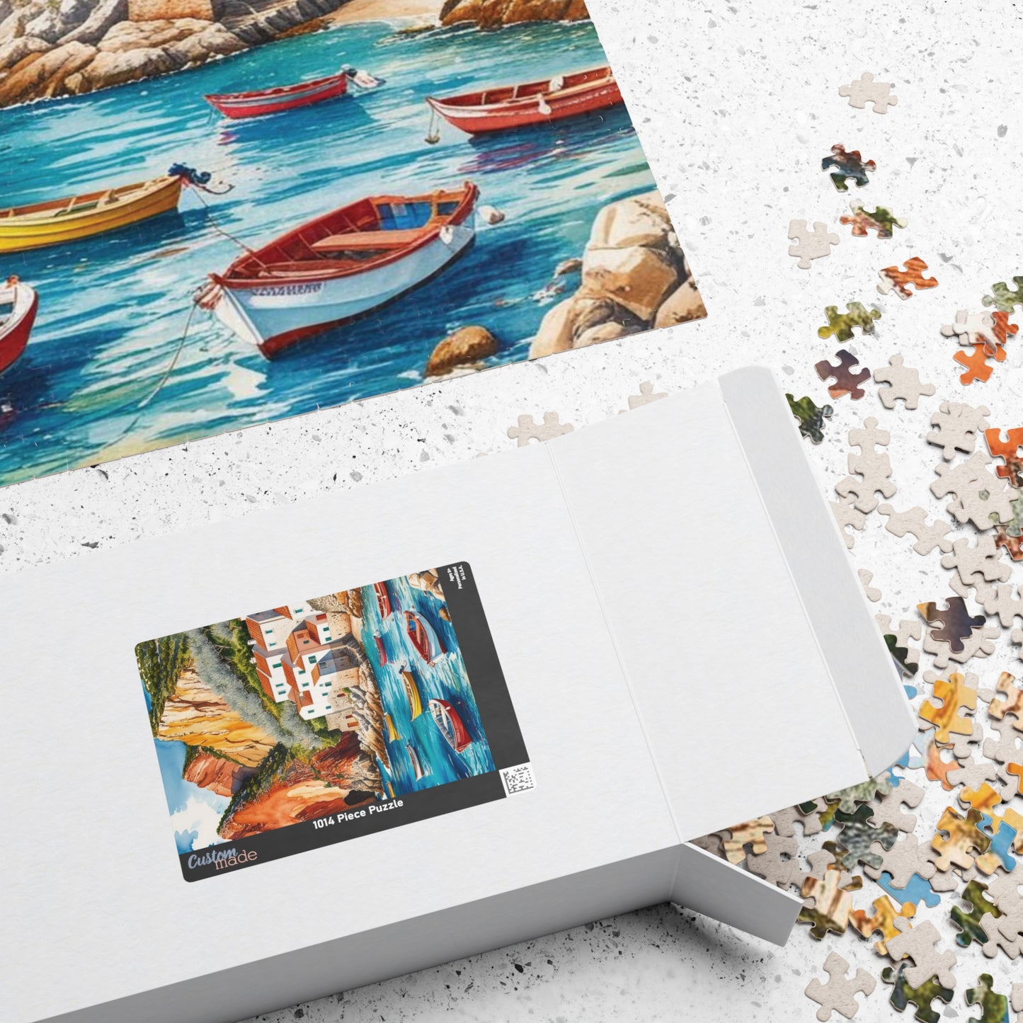 Seaside Landscape Jigsaw Puzzle, Mediterranean Coastline 1000-Piece Game for Family Activity and Bonding, Fishing Village Coastal Puzzle Puzzle The Puzzle Chest