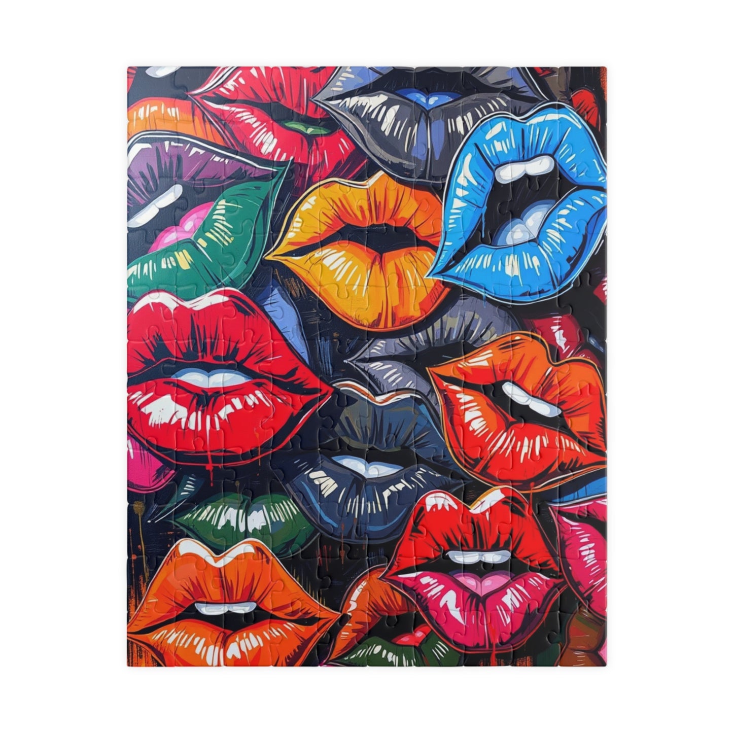 Colorful Lips Jigsaw Puzzle, Lipstick Kisses Collage, Fun Activity, Creative Hobby, Gift for Puzzle Lovers Art Enthusiast, Brain Teaser Game 110 pcs (Vertical) Puzzle The Puzzle Chest