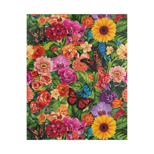 Garden Collage Jigsaw Puzzle – Overlapping Flowers, Butterflies, and Green Leaves in a Vibrant Nature Puzzle Puzzle The Puzzle Chest