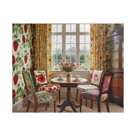 Charming Breakfast Nook Puzzle, Vintage Floral Design, Perfect for Family Game Night, Gift for Garden Lover Puzzle Enthusiast 110 pcs (Horizontal) Puzzle The Puzzle Chest