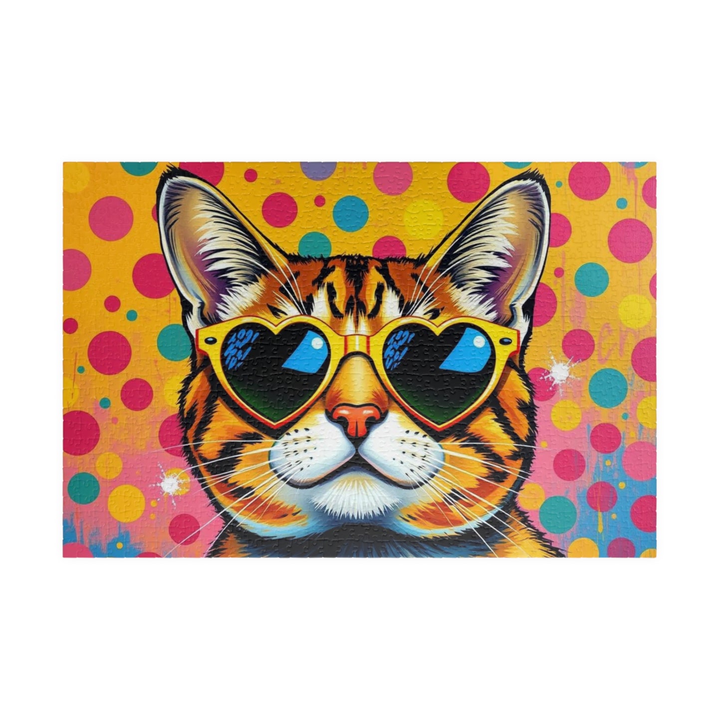 Pop Art Cat Puzzle - Fun Colorful Animal Art Jigsaw for Puzzle Lover, Family Game Night, Gift for Cat Owner, Creative Home Entertainment 1014 pcs (Horizontal) Puzzle The Puzzle Chest