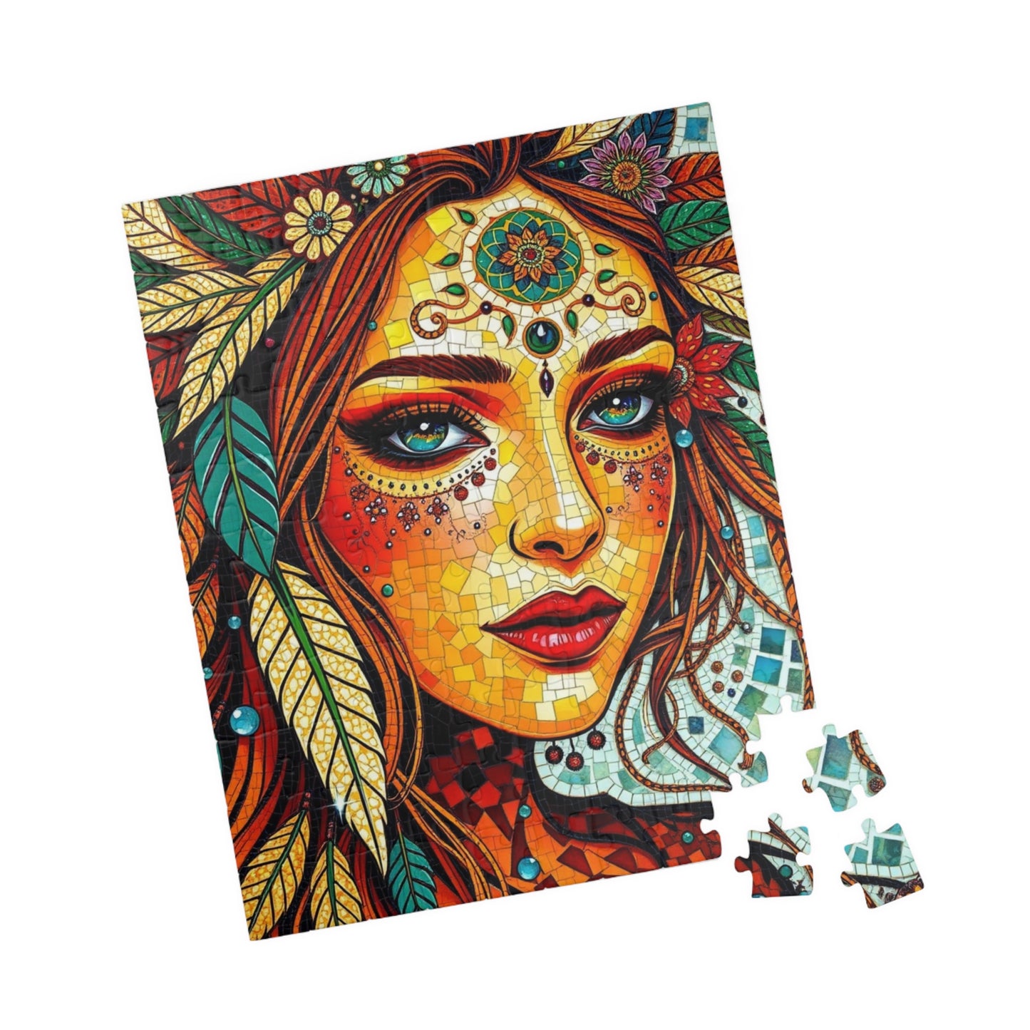 Colorful Bohemian Mosaic Puzzle, Vibrant Puzzle Artwork for Adult, Gift for Puzzle Lover, Home Entertainment, Relaxing Hobby, Mindfulness Puzzle The Puzzle Chest