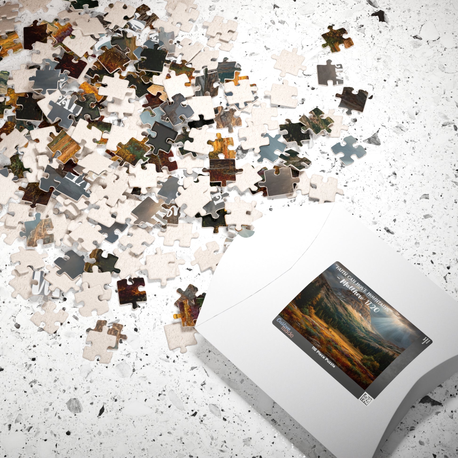 Faith Moves Mountains Jigsaw Puzzle - Inspirational Bible Quote Matthew 17:20, Gift for Christian Nature Lover, Spiritual Gift Puzzle The Puzzle Chest