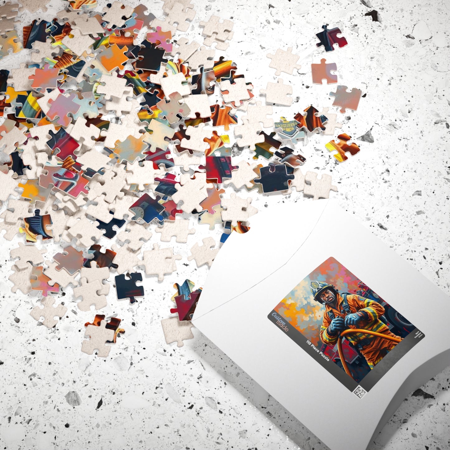 Afrocentric Firefighter Puzzle, African American Man Inspirational Black Art Jigsaw Game, Puzzle Lover Holiday Gift, Family Bonding Activity Puzzle The Puzzle Chest