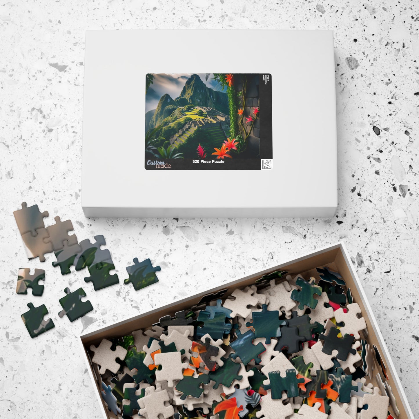 Machu Picchu Historic Landmark Puzzle, Jungle Vines Tropical Flowers, South American Travel Jigsaw Game, Nature Inspired Puzzle Lover Gift Puzzle The Puzzle Chest