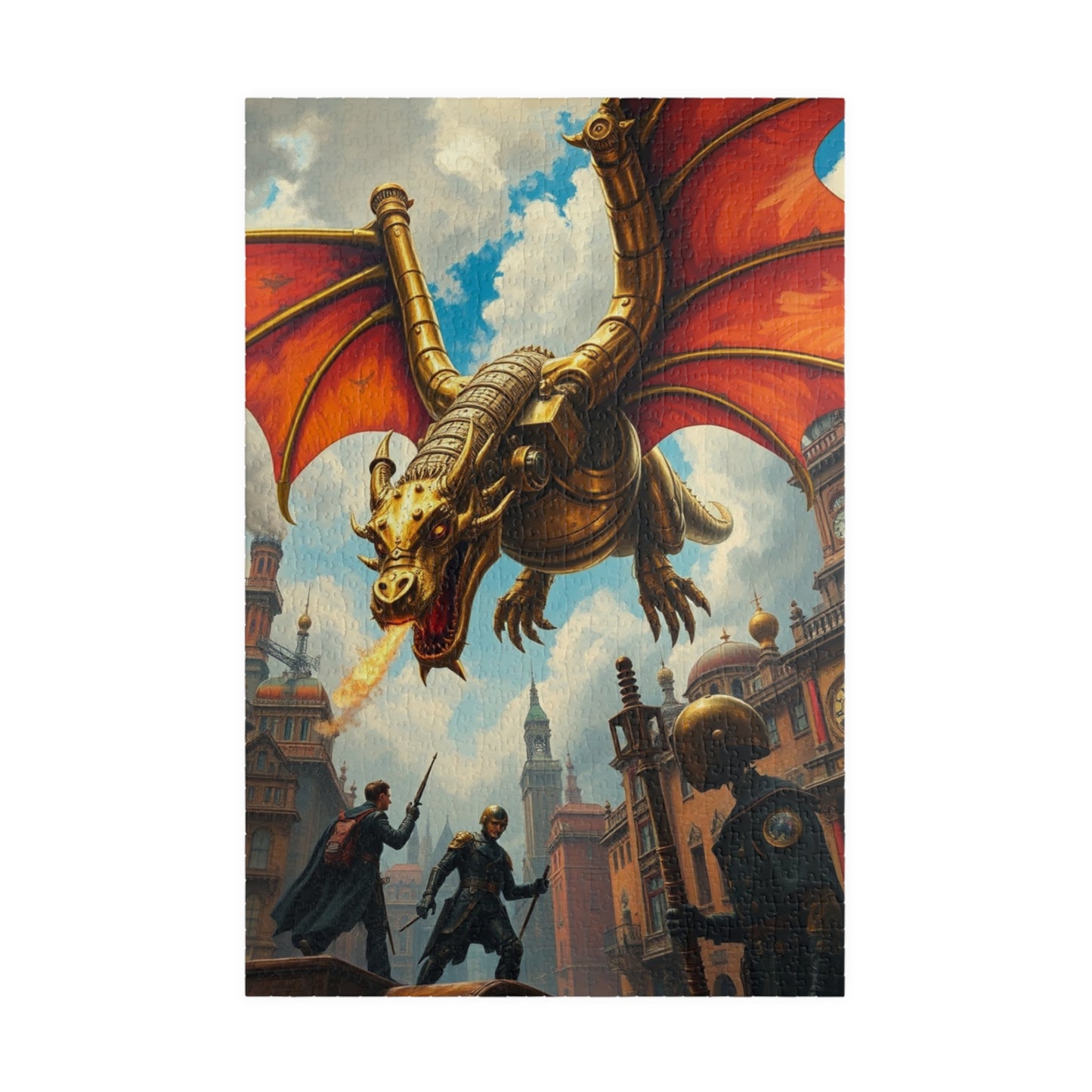 Steampunk Dragon Puzzle, Mechanical Jigsaw Game, Brass Plated Gears, Victorian Metropolis, Home Activity, Puzzle Lover Gift, Brain Teaser 1014 pcs (Vertical) Puzzle The Puzzle Chest
