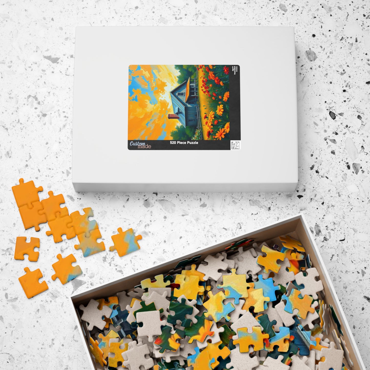 Sunset Bloom Farmhouse Puzzle – 1000 Piece Jigsaw, Rustic House and Garden Scene, Summer Puzzle for Adults, Country Home Decor Gift Idea Puzzle The Puzzle Chest