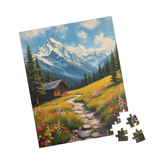 Mountain Cottage Illustration Puzzle, Nature Scene Jigsaw, 110-1014 Pieces, Gift for Nature Lovers, Family Fun, Relaxation Activity Puzzle The Puzzle Chest