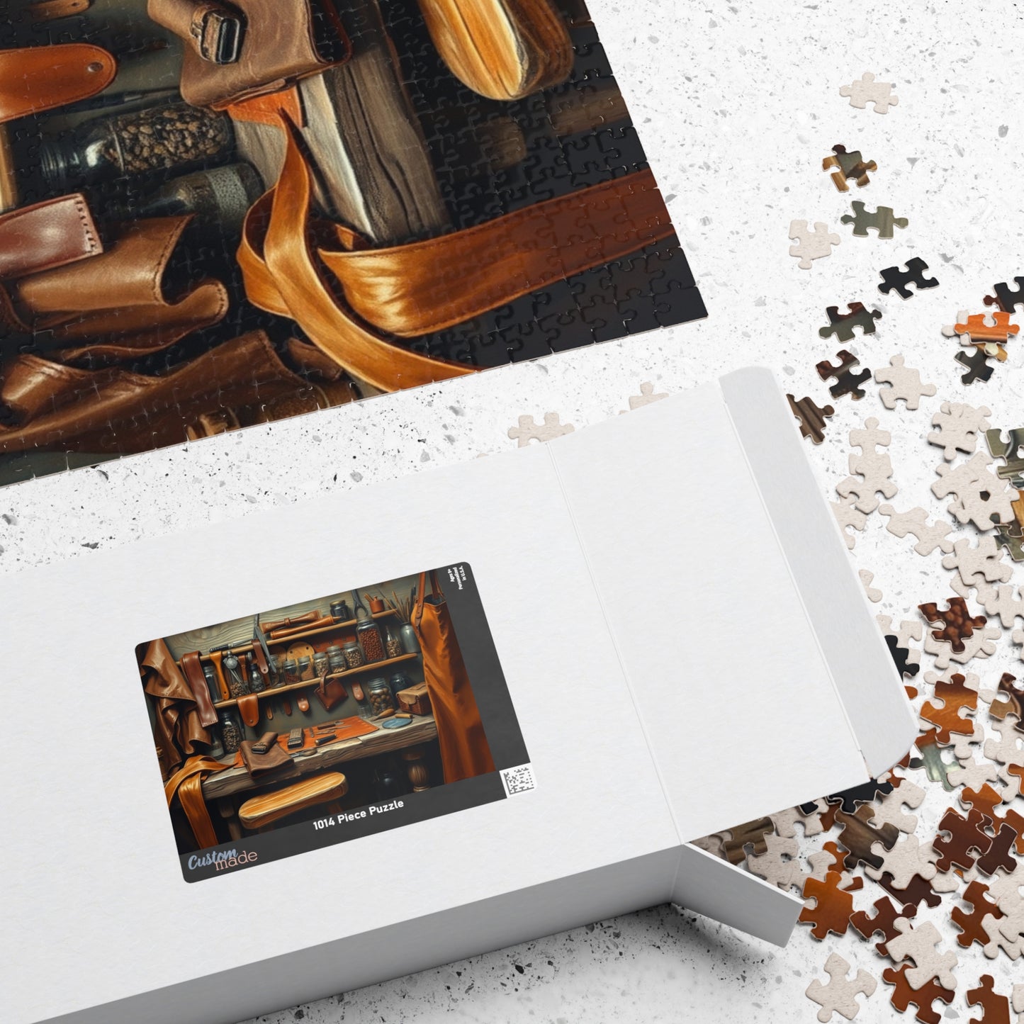 Rustic Leatherworking Bench Puzzle (110-1014 Piece), Leathercraft Work Studio Jigsaw Game, Relaxing Activity for Craft and Puzzle Enthusiast Puzzle The Puzzle Chest