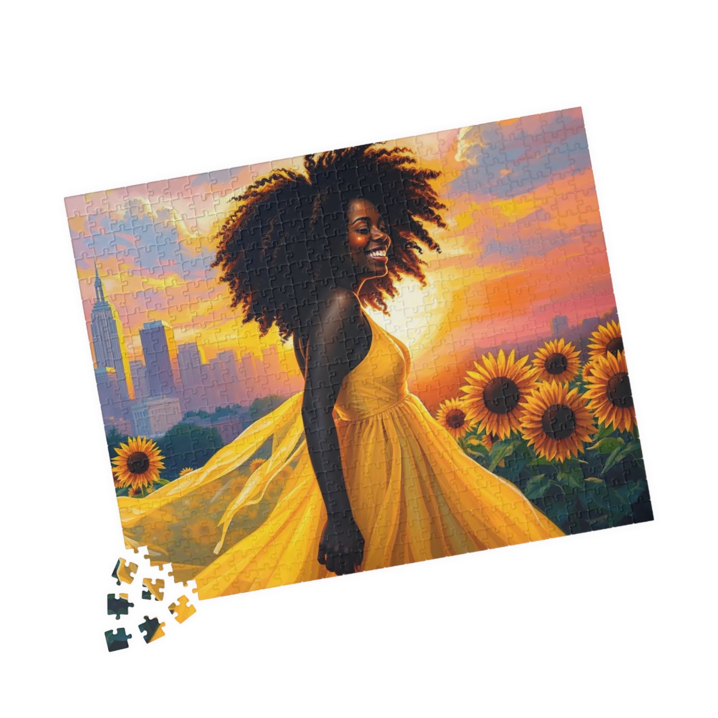 Sunflower Dreamer Puzzle, Black Woman Art Jigsaw Game for Family Fun, Home Entertainment, Gift for Puzzle Lover, Brain Teaser Puzzle The Puzzle Chest