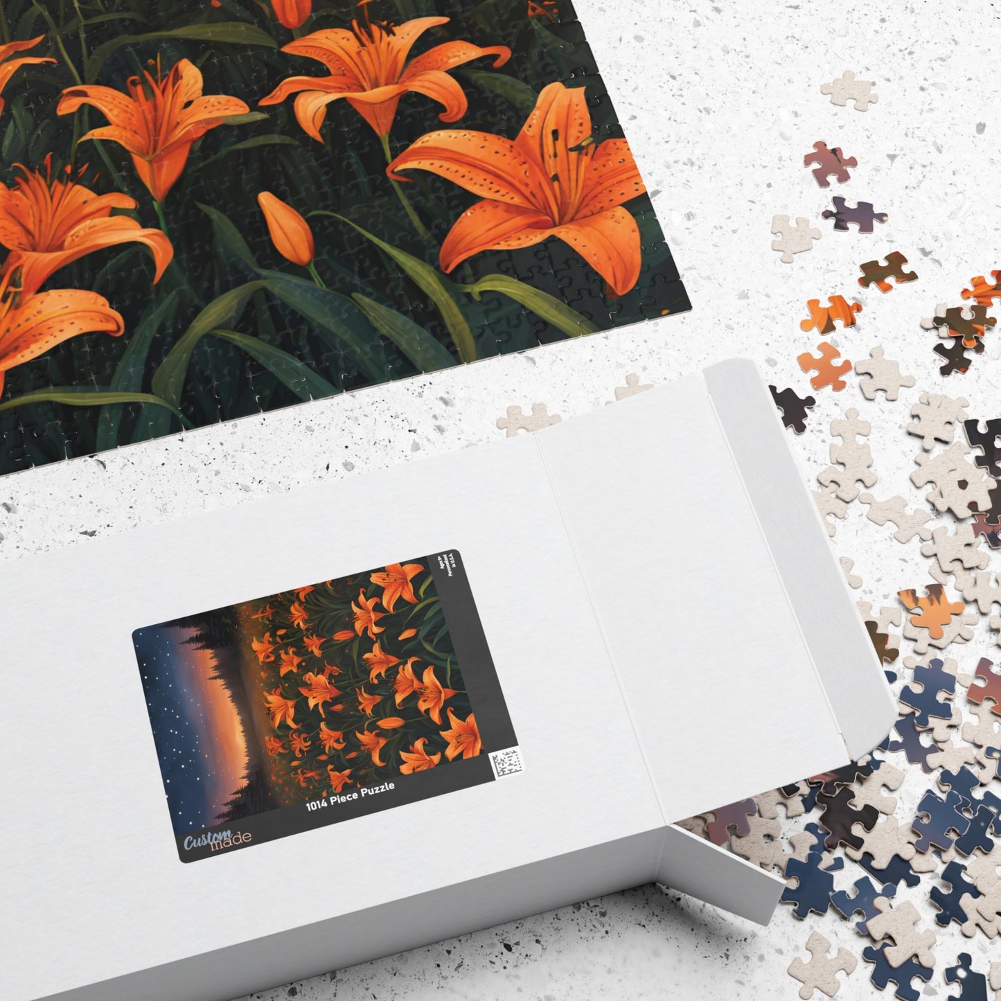 Twilight Tiger Lilies Puzzle, Floral Scene with Starry Sky, Nature-Inspired Jigsaw Game, Ideal Gift for Puzzle Lovers and Art Enthusiasts Puzzle The Puzzle Chest