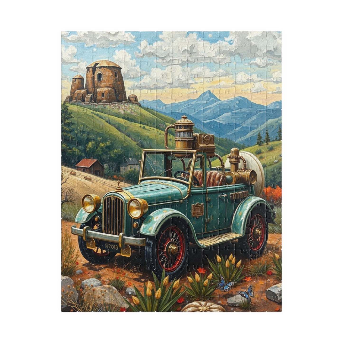 Retro Steampunk Car Puzzle 110, 252, 520, 1014-piece Jigsaw Game for Art Lovers, Family Fun, Holiday or Birthday Gift for Adults 252 pcs (Vertical) Puzzle The Puzzle Chest
