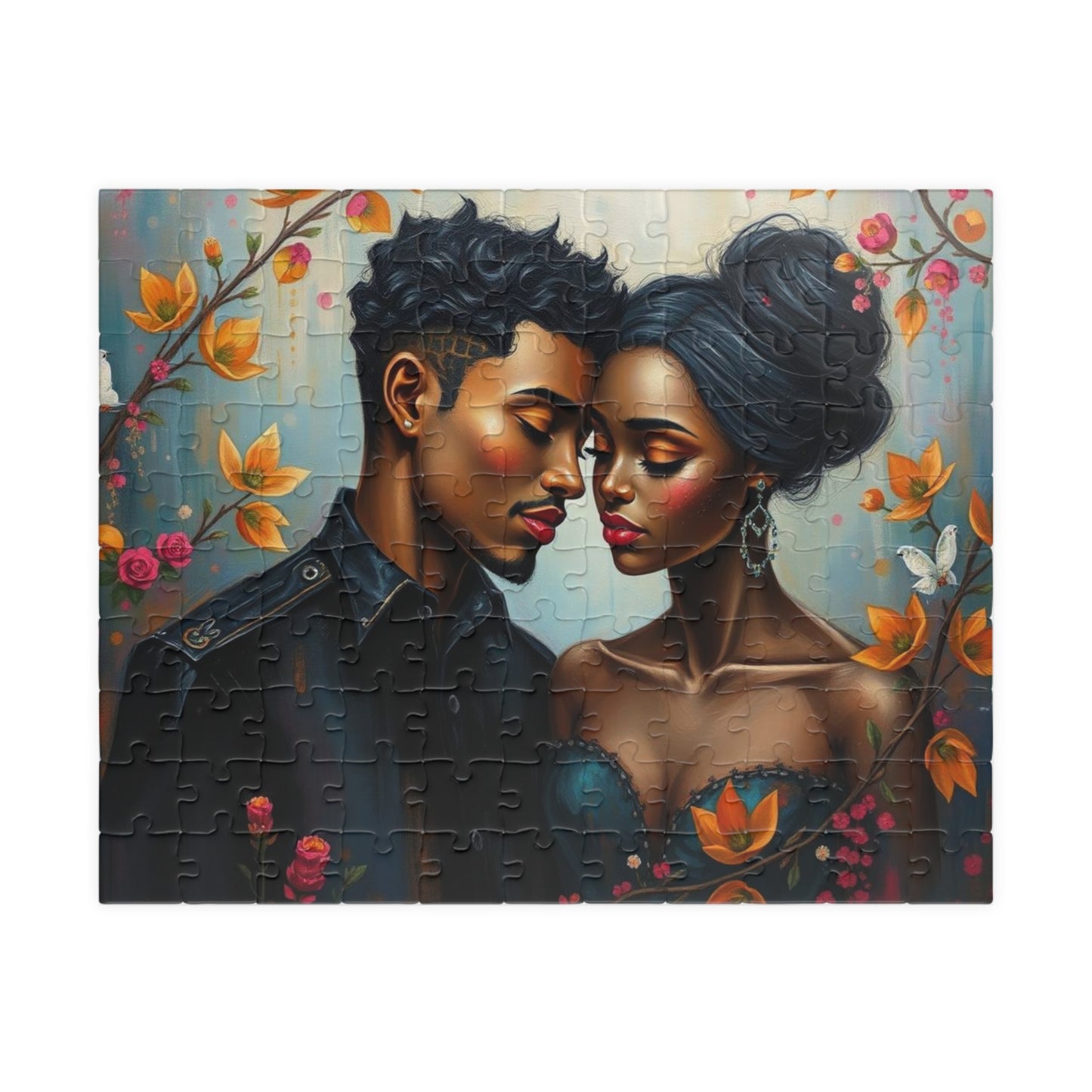 African American Couple Embracing Jigsaw Puzzle, Afrocentric Puzzle Lover Gift Best for Friends, Fun Family Game Night, Creative Hobby, Brain Teaser 110 pcs (Horizontal) Puzzle The Puzzle Chest