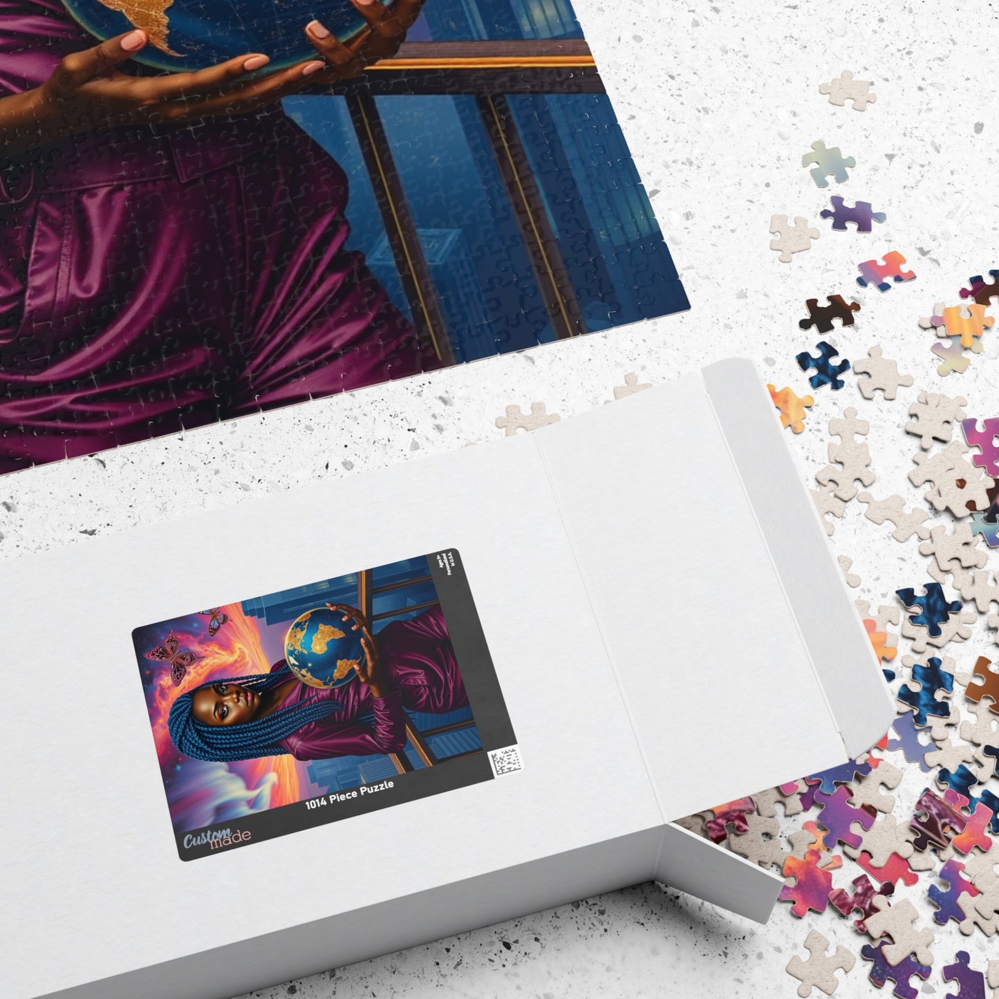 Futuristic Afrocentric Jigsaw Puzzle, Black Woman Holding Globe, Unique Motivational Puzzle Lover Gift, Family Activity, Mindfulness Fun Puzzle The Puzzle Chest