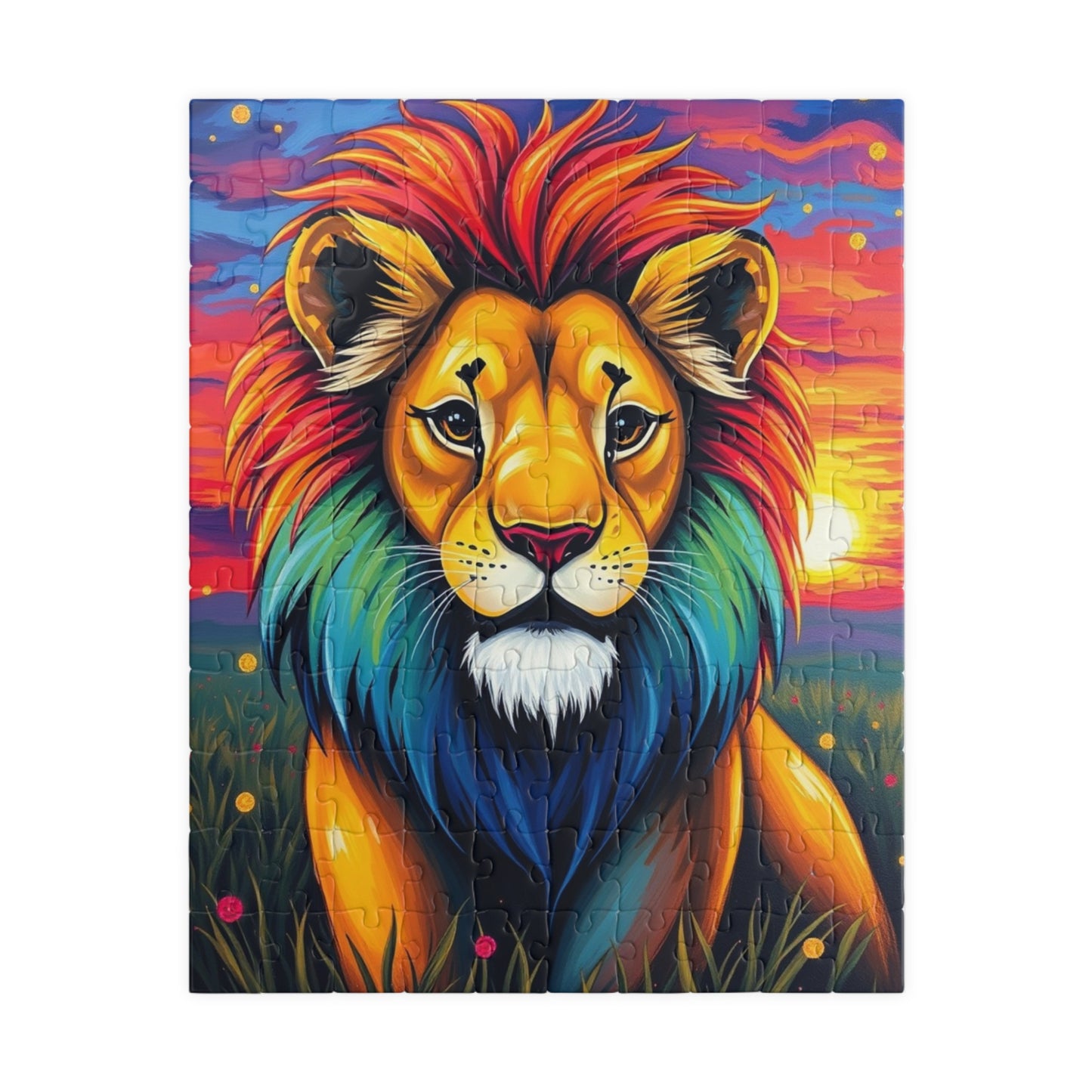 Vibrant Lion Jigsaw Puzzle, Colorful Animal Jigsaw Game for Family Fun, Kids and Adults, Gift for Friends, Home Entertainment, Brain Teaser 110 pcs (Vertical) Puzzle The Puzzle Chest
