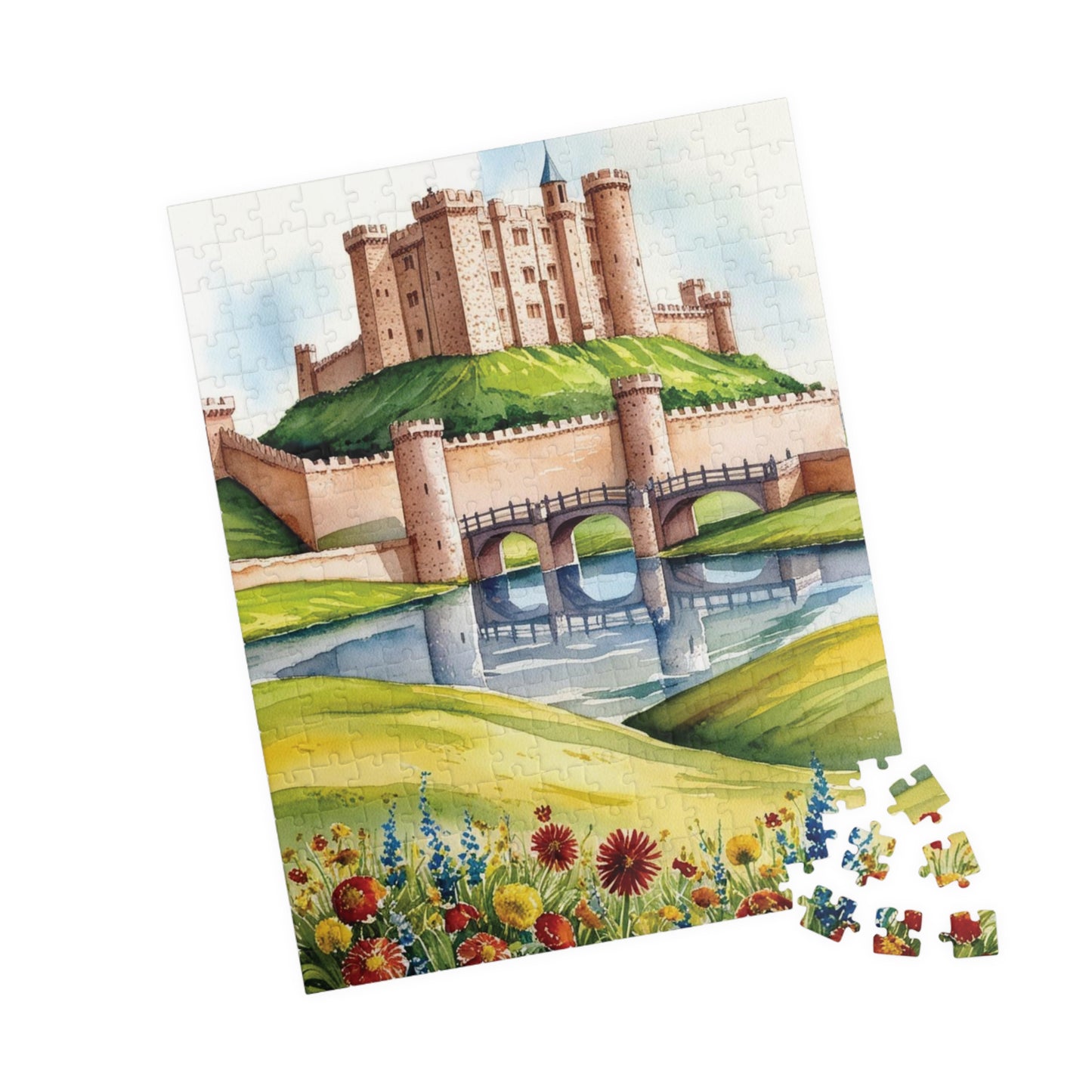 Enchanted Castle Landscape Jigsaw Puzzle, Rolling Hills and Fairytale Fortress, Ideal Gift for Medieval Art Enthusiast, Staycation Activity Puzzle The Puzzle Chest
