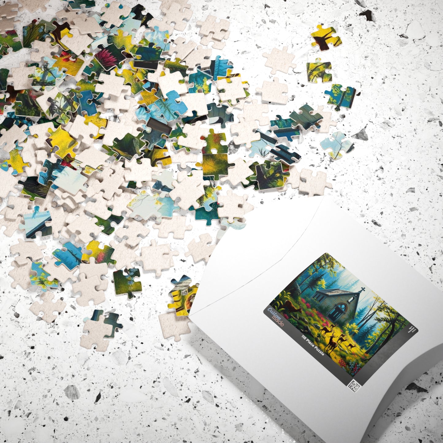 Sancturary Reclaimed Jigsaw Puzzle - Collapsed Chapel in Forest, Deer Puzzle, Gothic Puzzle, Serene Nature Puzzle, Wildlife Art Print Puzzle The Puzzle Chest