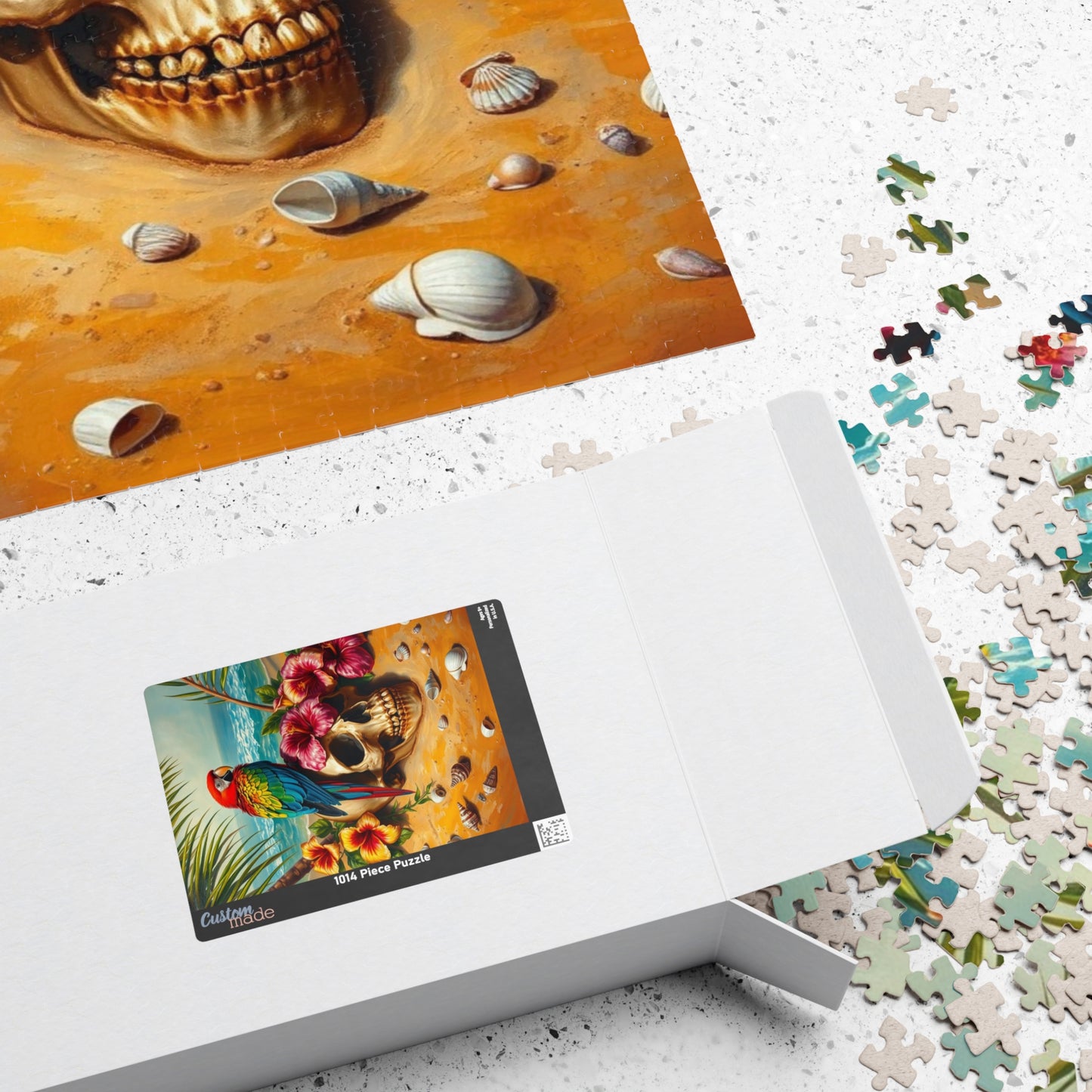 Colorful Parrot Skull Puzzle, Fun Nature Theme Jigsaw Game for Adults, Family Game Night, Beach Lover and Puzzle Enthusiast Holiday Gift Puzzle The Puzzle Chest