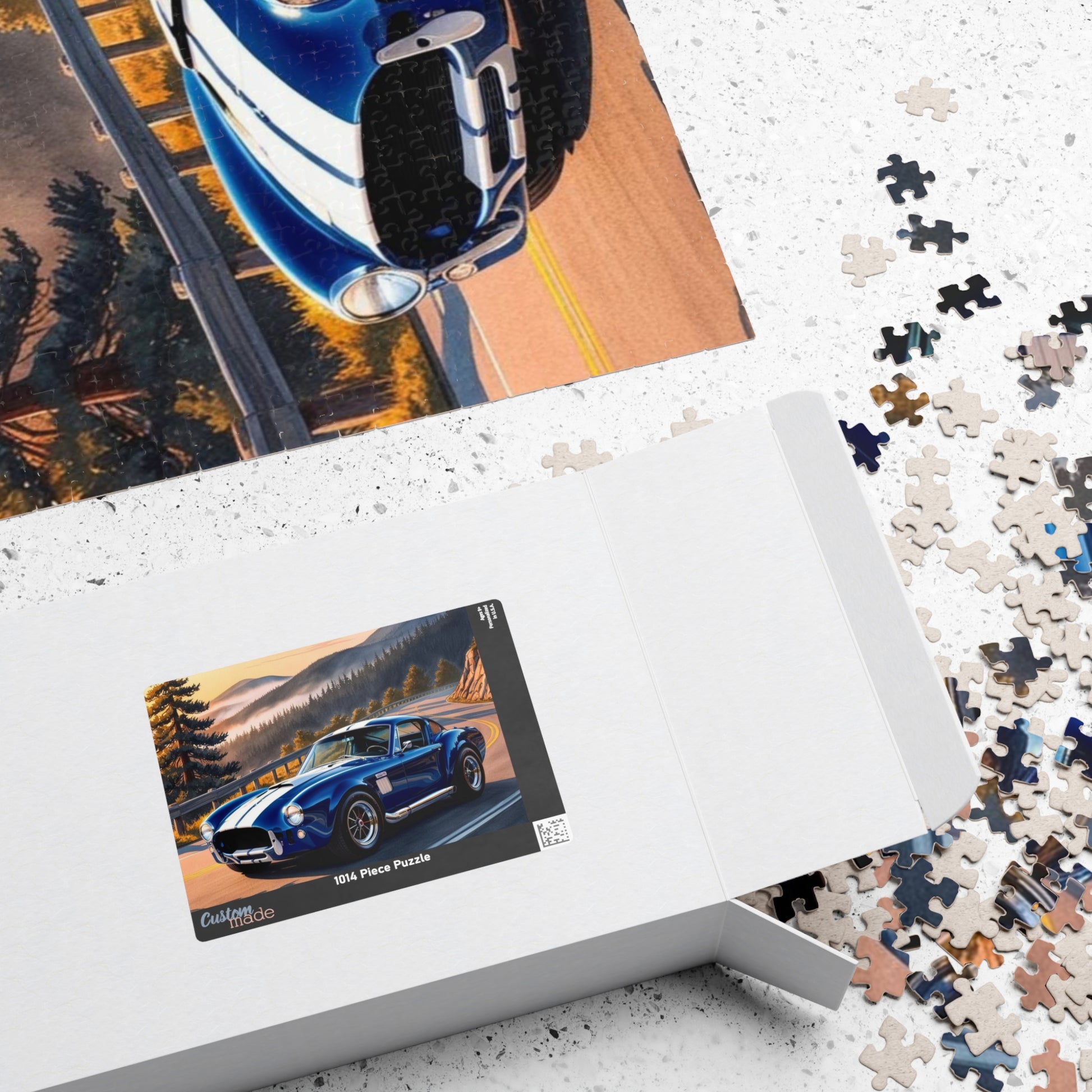 Vintage Car Puzzle, 1965 Cobra 427, Classic Muscle Car on a Scenic Mountain Road Jigsaw Game Puzzle The Puzzle Chest