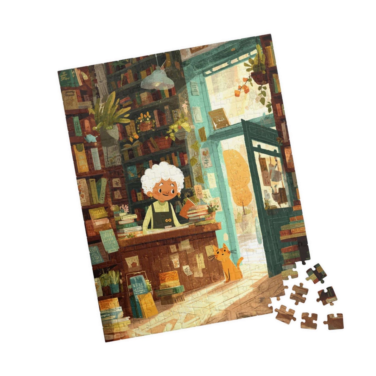 The Reading Nook Puzzle - Cartoon Cozy Bookstore Jigsaw Game for Adults, Best Gift for Book Lovers, Family Game Night 252 pcs (Vertical) Puzzle The Puzzle Chest